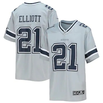 youth nike ezekiel elliott silver dallas cowboys inverted t